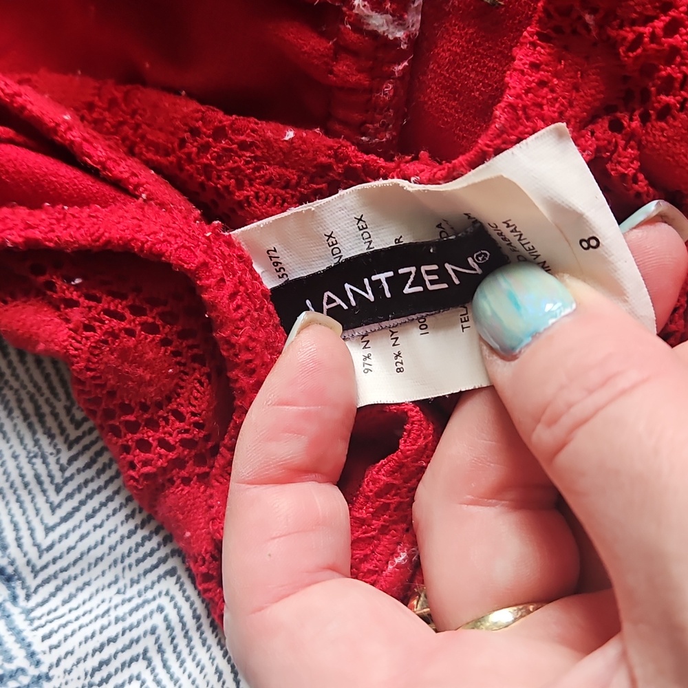 Jantzen Red Lace Flirty Swimdress - Picture 7 of 7